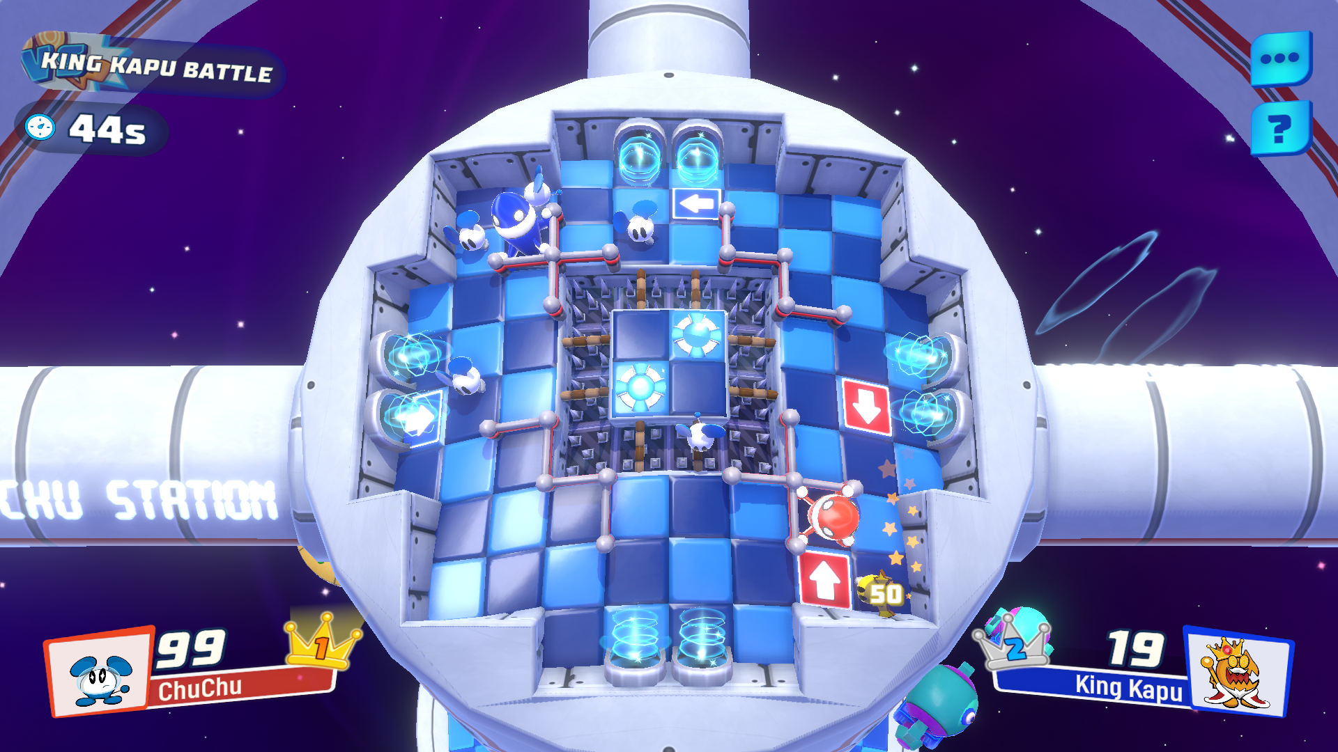 A boss battle level in ChuChu Rocket! Universe.