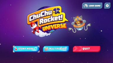 The main menu in ChuChu Rocket! Universe.