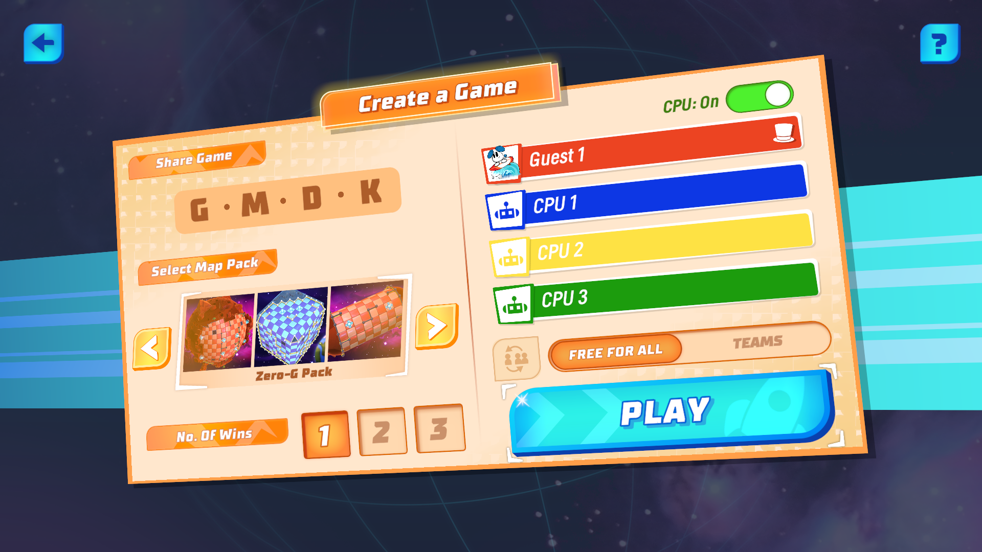The multiplayer lobby in ChuChu Rocket! Universe.