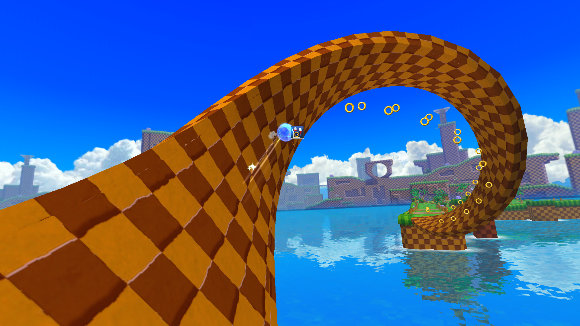 Rolling around a corkscrew in Sonic Dash.