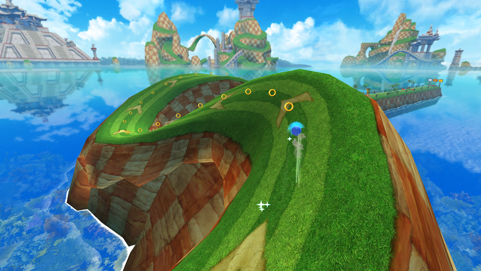 Rolling over hills in Sonic Dash.