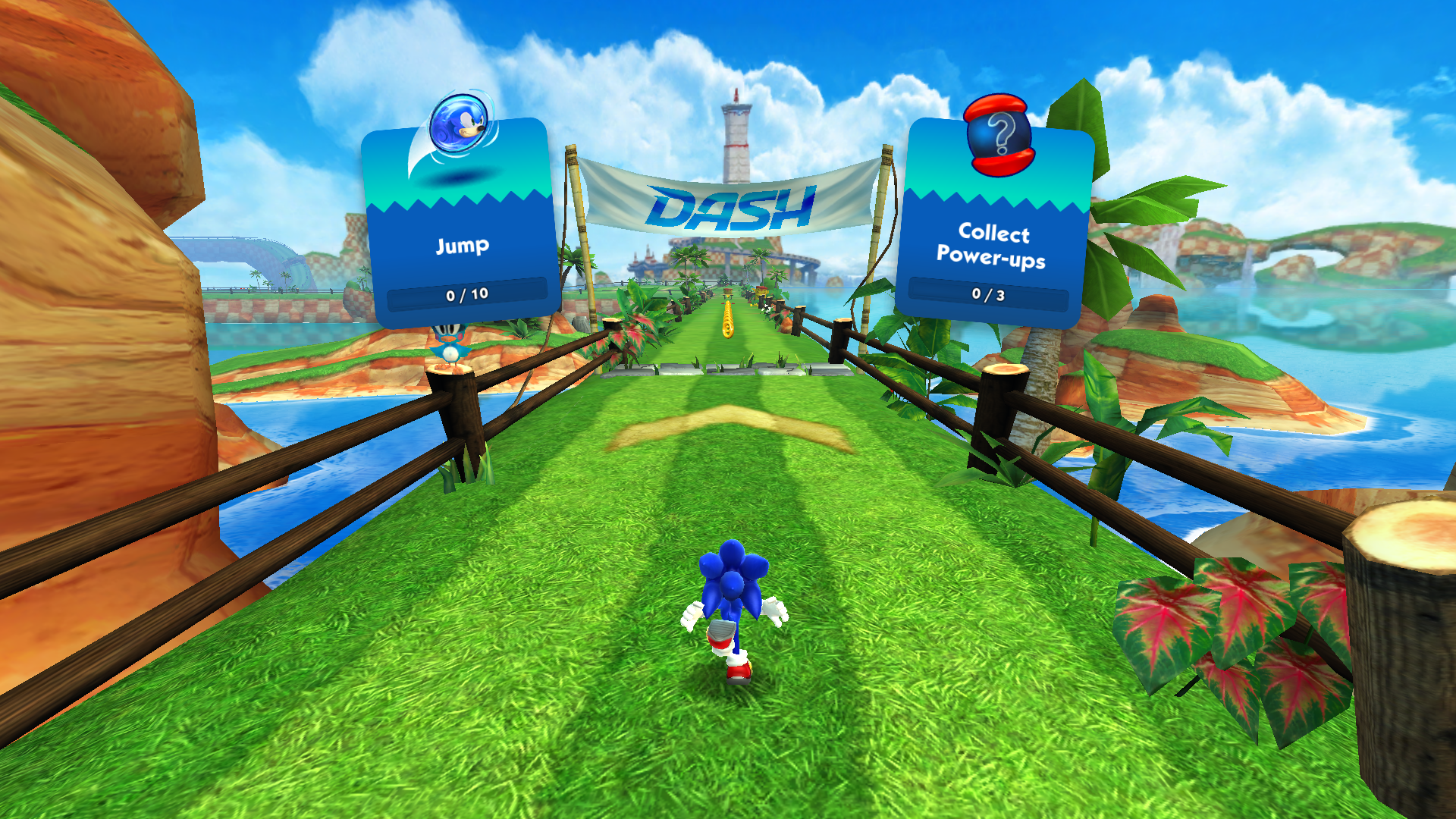 The beginning of an endless run in Sonic Dash.