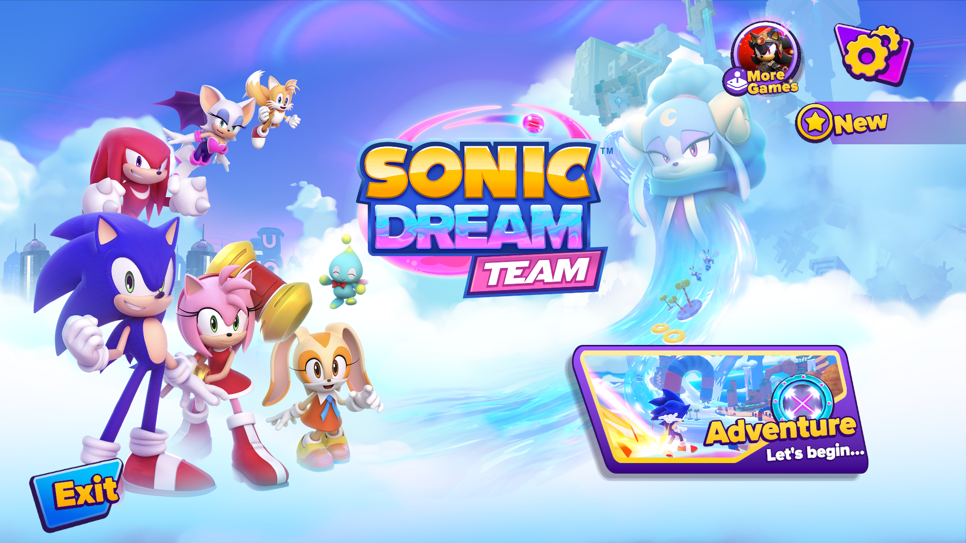The main menu in Sonic Dream Team.