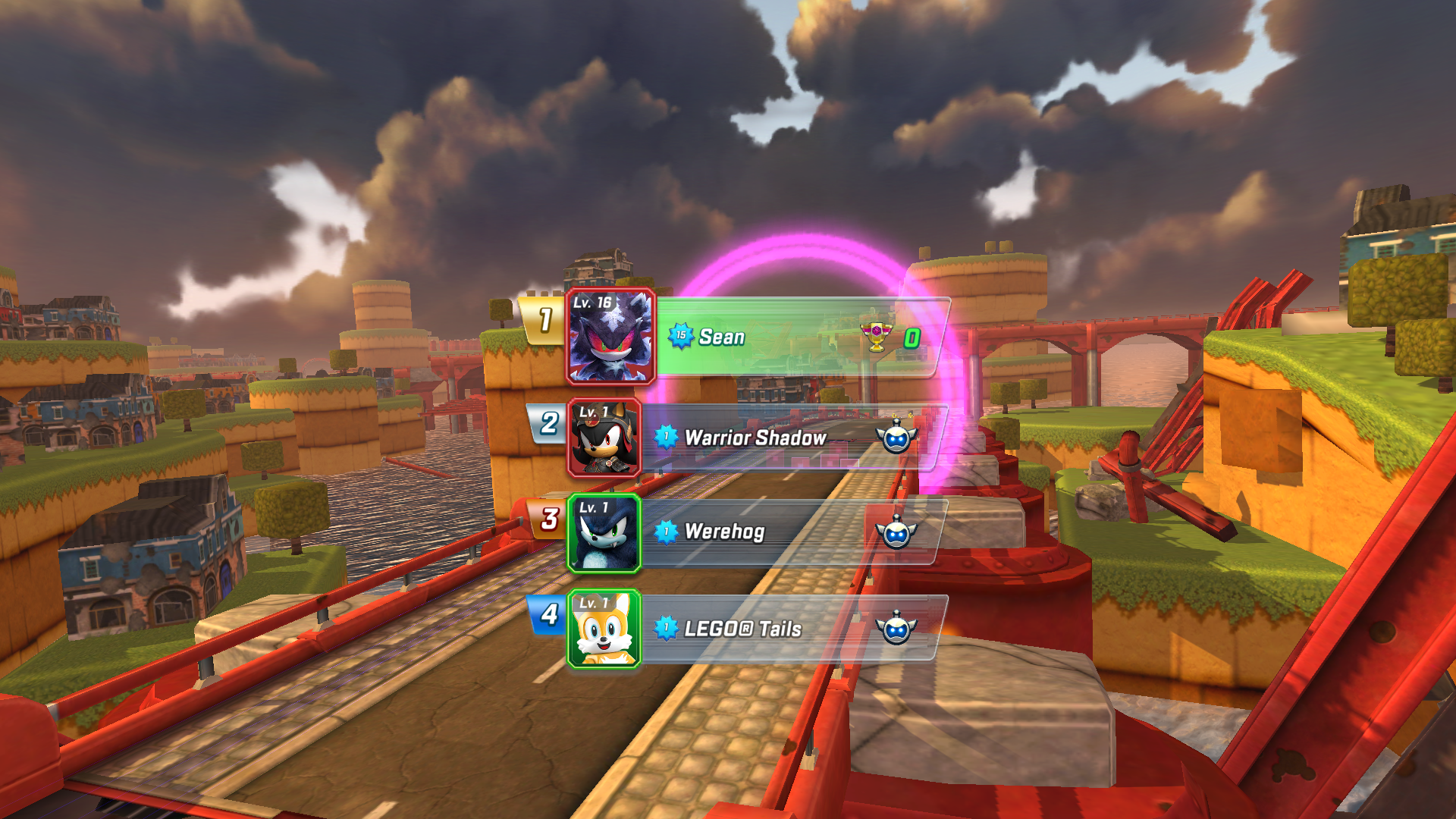 Finishing a race in Sonic Forces.