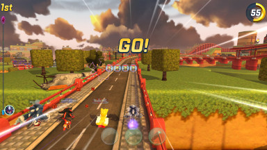 The beginning of a multiplayer race in Sonic Forces.