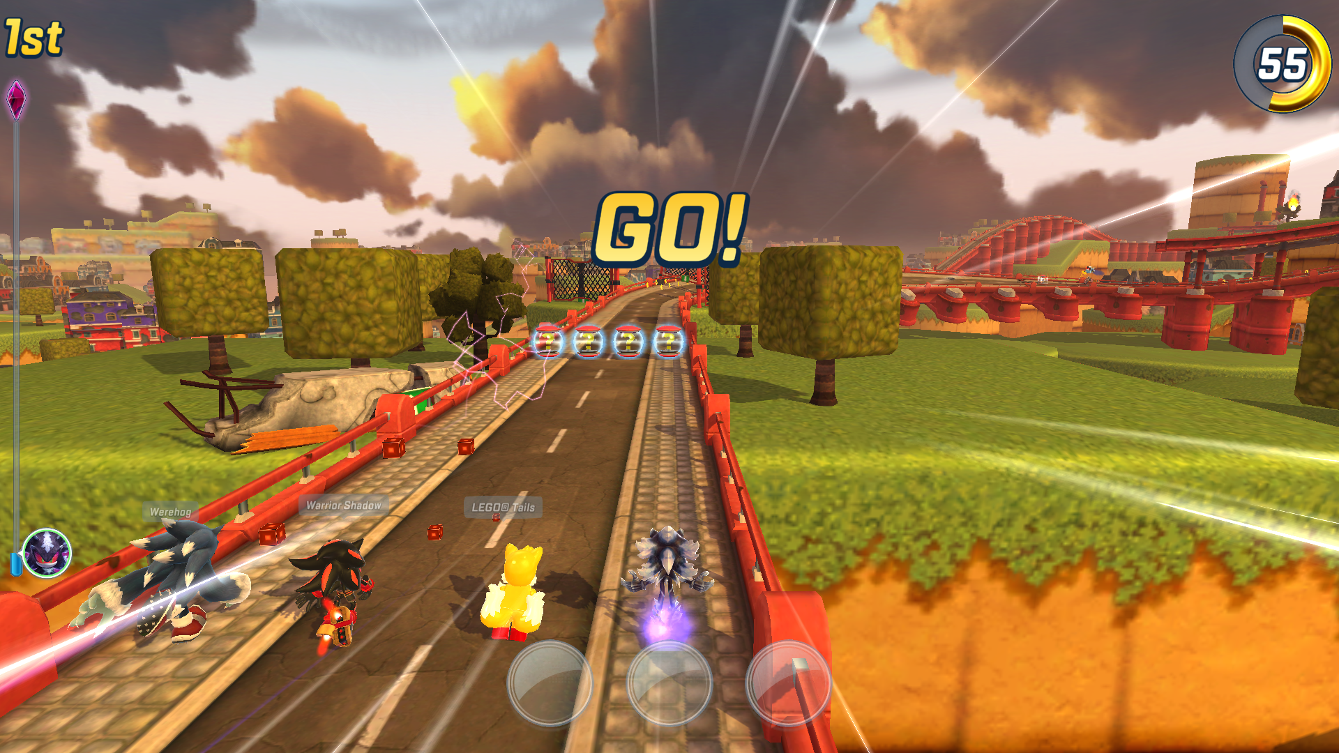 The beginning of a multiplayer race in Sonic Forces.